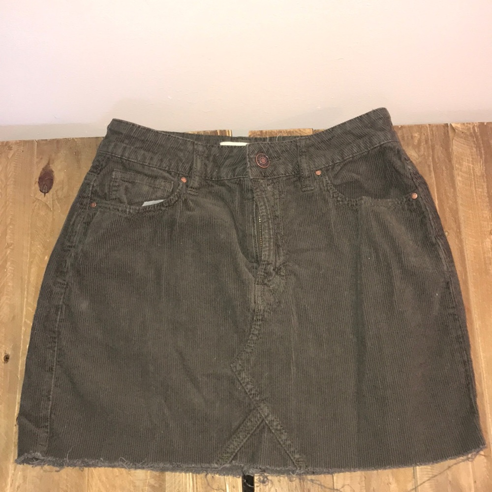 corduroy army green mini shirt